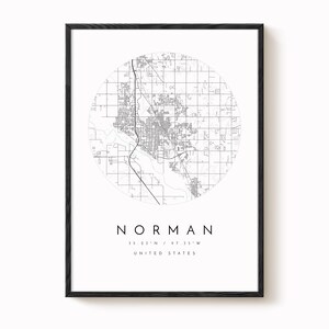 Norman Oklahoma Map Print: Minimalist City Wall Art in Blue image 2