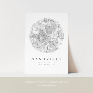 Nowoczesny wydruk mapy Nashville – neutralne kolory na matowym papierze zdjęcie 3
