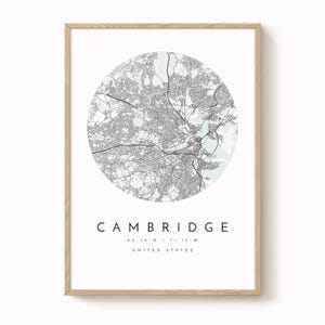 Mapa de Cambridge, Cambridge, Massachusetts, Mapa de la ciudad, Mapa de la ciudad natal, Impresión de Cambridge, Arte mural, Póster de mapas, Arte minimalista de mapas, Mapologista