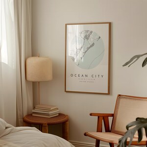 Ocean City Wall Art Print - Simple Blue and Grey Map image 6