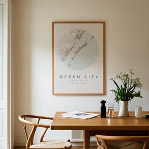 Ocean City Wall Art Print - Simple Blue and Grey Map image 8
