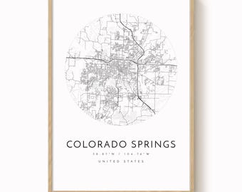 Plakat Colorado Springs: Nowoczesna mapa miasta – matowy papier artystyczny