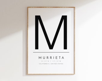 Murrieta, California, Typographic print, digital poster, Murrieta CA, digital wall art, download poster, printable art, print at home