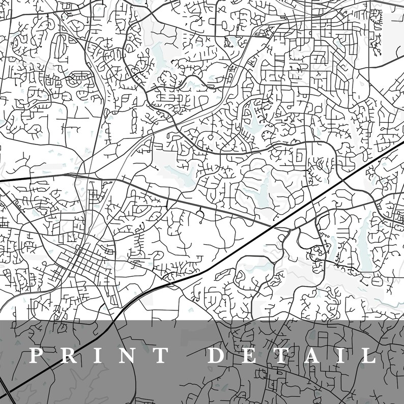 Cary Map Cary North Carolina City Map Home Town Map Cary Etsy