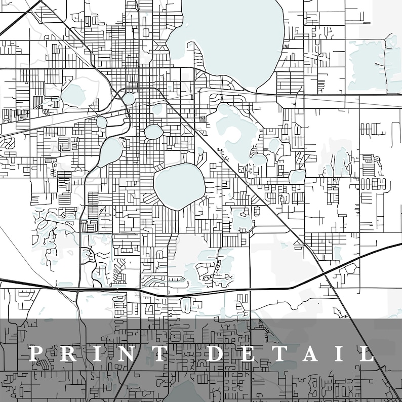 Lakeland Map Lakeland Florida City Map Home Town Map Etsy