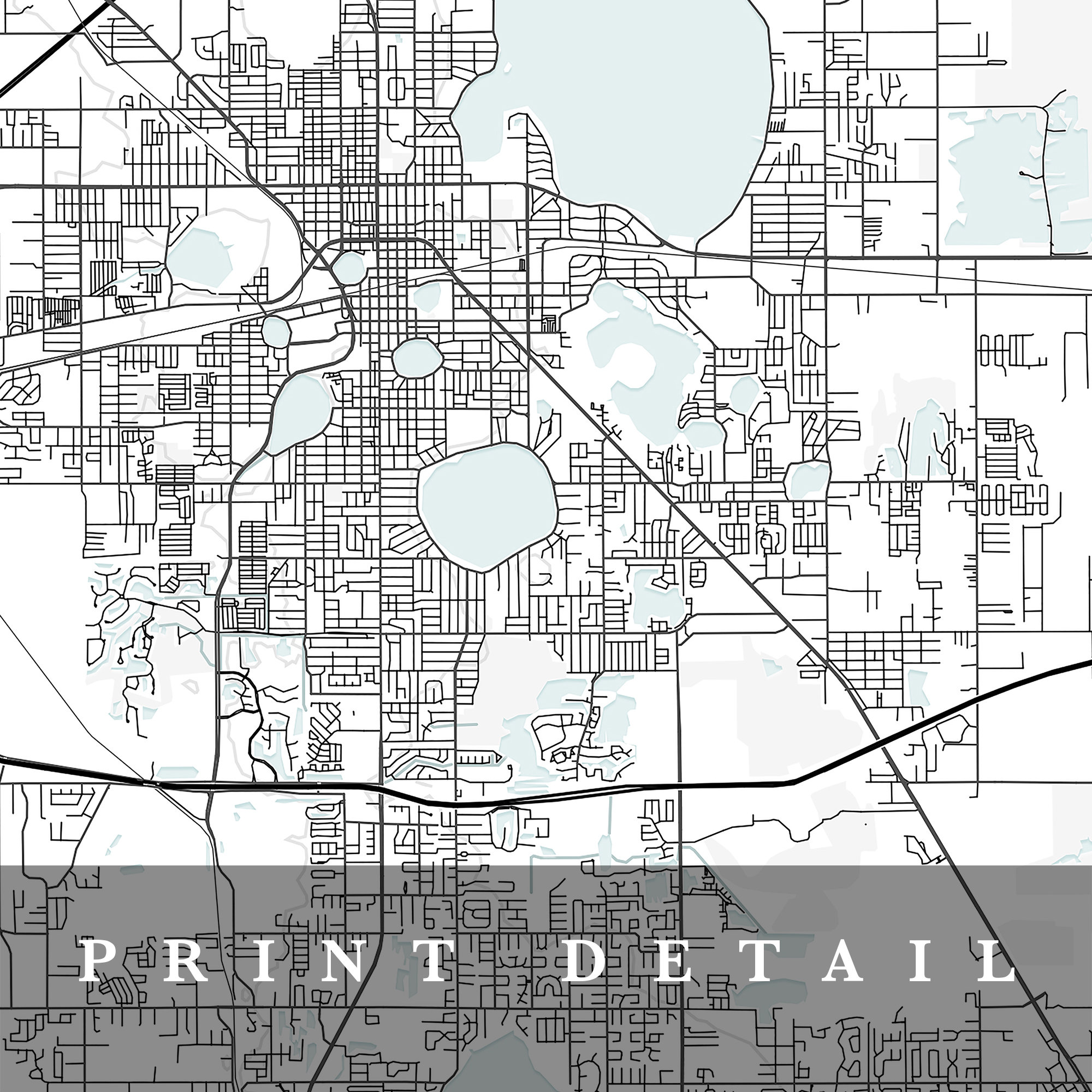 Lakeland Map Lakeland Florida City Map Home Town Map Etsy