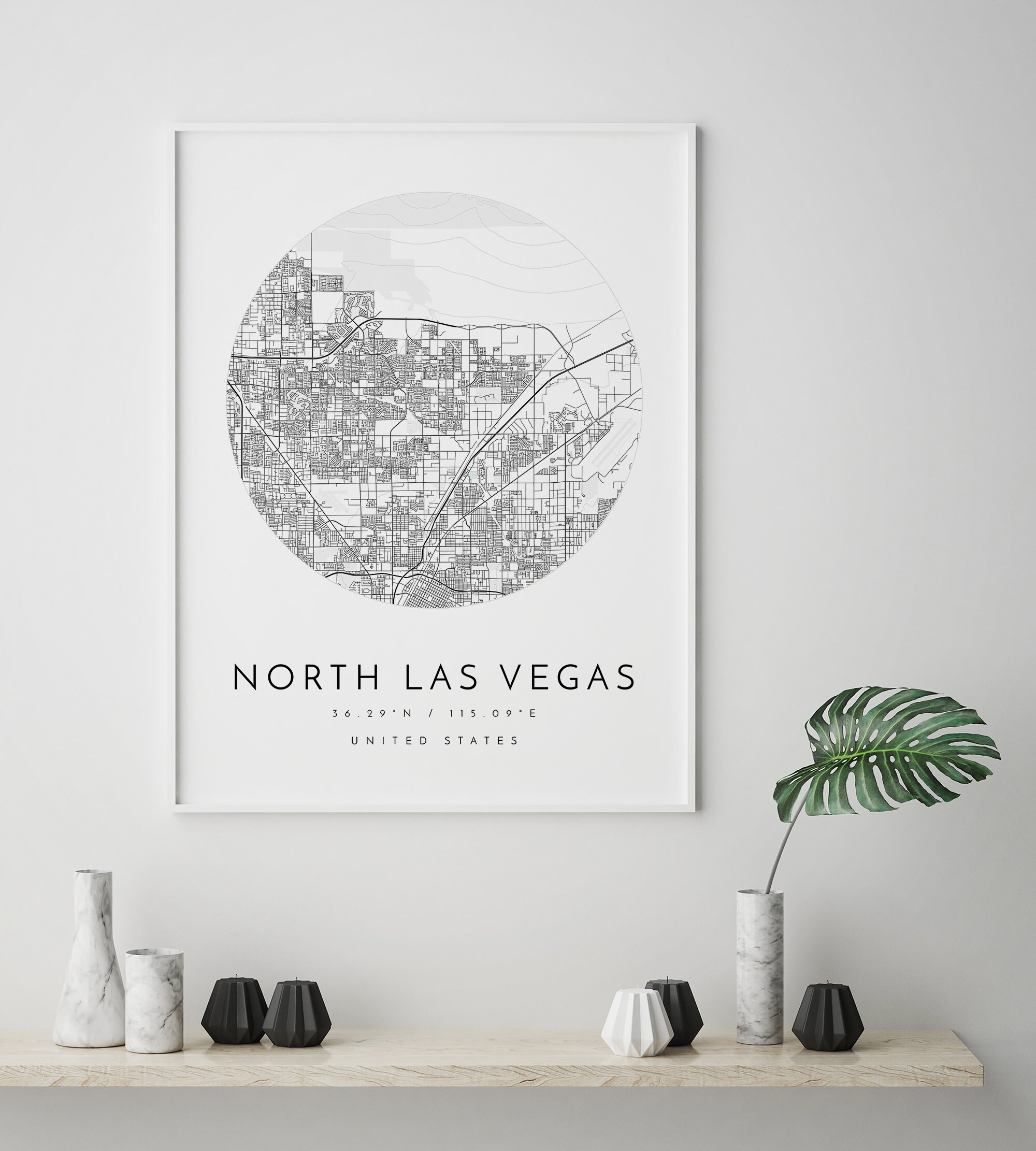 North Las Vegas Map North Las Vegas Nevada City Map Home - Etsy