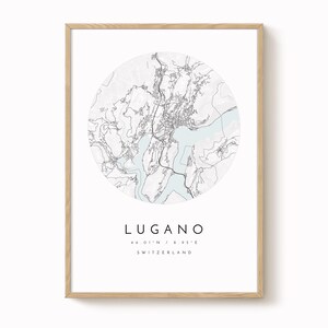 Lugano Map Print: Minimalist City Art (Swiss Home Town Poster)