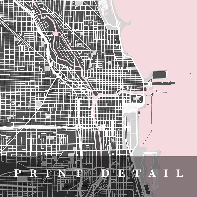 Chicago Map Print Chicago Print Chicago Map Chicago Poster | Etsy