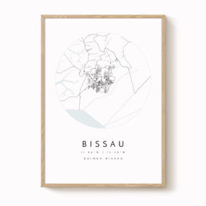 Bissau, Guinea-Bissau Map Print, Modern Minimalist Wall Art, Bissau Poster, Urban Map print