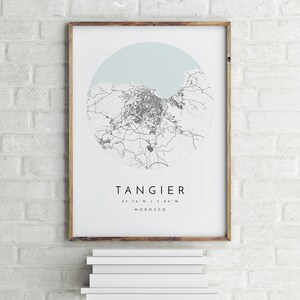Carte de Tanger, Tanger, Maroc, carte de la ville, carte de la ville natale, impression de Tanger, art mural, carte affiche, art de la carte minimaliste, mapologiste, cadeau