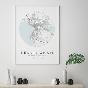 Bellingham Karte, Bellingham, Washington, Stadt Karte, Heimatstadt Karte, Bellingham Print, Wandkunst, Karte Poster, Minimalist Map Art