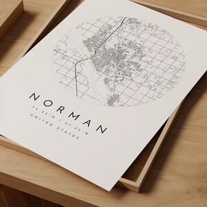 Norman Oklahoma Map Print: Minimalist City Wall Art in Blue image 9