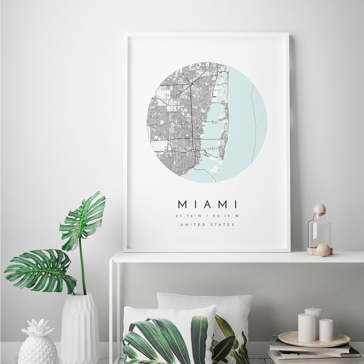 Miami Map Map of Miami Miami Print of Miami City Map City - Etsy