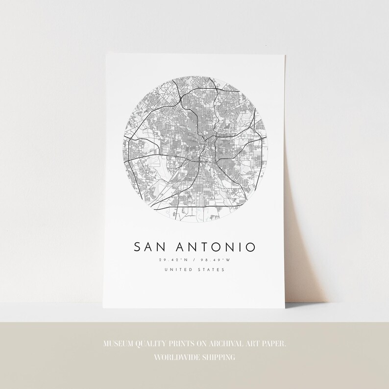 San Antonio Map, Minimalist Map, San Antonio Print, San Antonio Poster, San Antonio Art, Modern Map Print, Map of San Antonio, San Antonio image 3