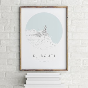 Carte de Djibouti, Djibouti, Djibouti, carte de la ville, carte de la ville natale, impression de Djibouti, art mural, carte affiche, art de la carte minimaliste, mapologiste, cadeau