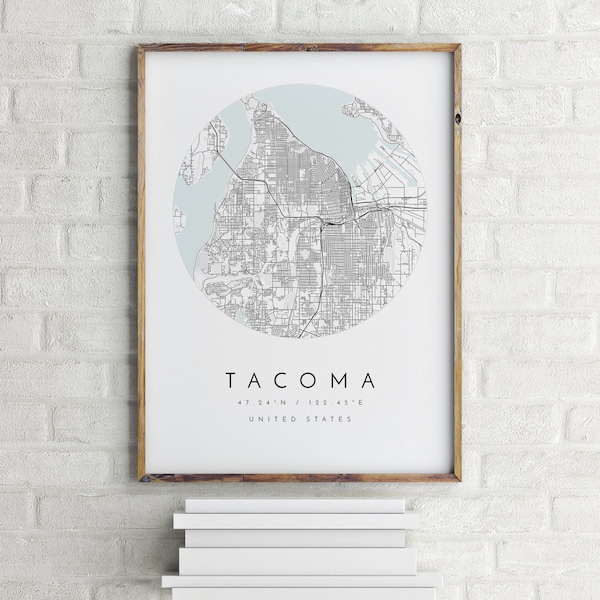 Tacoma Map, Tacoma, Washington, City Map, Home Town Map, Tacoma Print, wall art, Map Poster, Minimalist Map Art, mapologist, gift