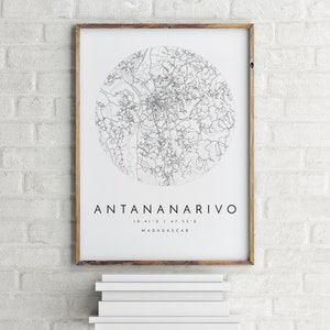 Antananarivo Map, Antananarivo, Madagascar, City Map, Home Town Map, Antananarivo Print, wall art, Map Poster, Minimalist Map Art, cadeau