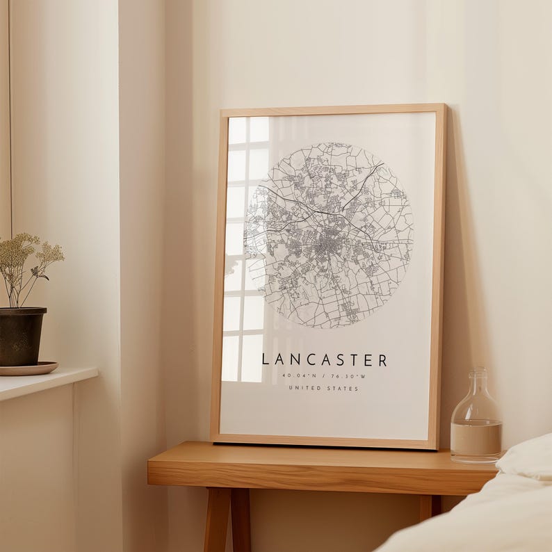 Wydruk mapy Lancaster: czysty, minimalistyczny design (papier artystyczny) zdjęcie 5