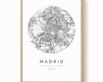 Madrid Map Print: Minimalist City Poster (Matte Paper, Archival Ink)