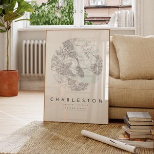 Charleston Wall Art Print: Modern City Map (8x10 to 24x36 inches) image 4