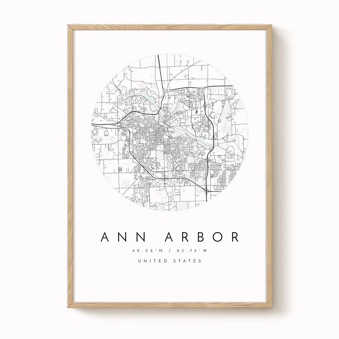 Ann Arbor, Ann Arbor Poster, Ann Arbor Map Poster, Ann Arbor Art, Map ...