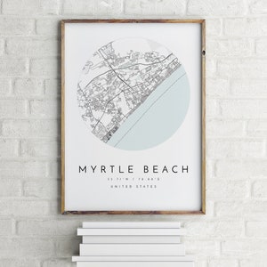 Myrtle Beach Map, Myrtle Beach, South Carolina, City Map, Home Town Map, Myrtle Beach Print, wall art, Map Poster, Minimalist Map Art, gift