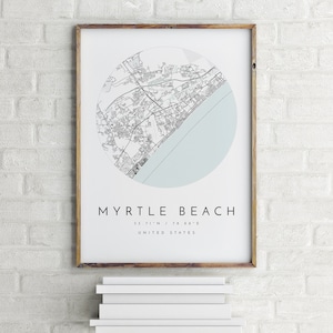 Mapa de Myrtle Beach, Myrtle Beach, Carolina del Sur, Mapa de la ciudad, Mapa de la ciudad natal, Impresión de Myrtle Beach, arte de pared, Póster de mapa, Arte de mapa minimalista, regalo