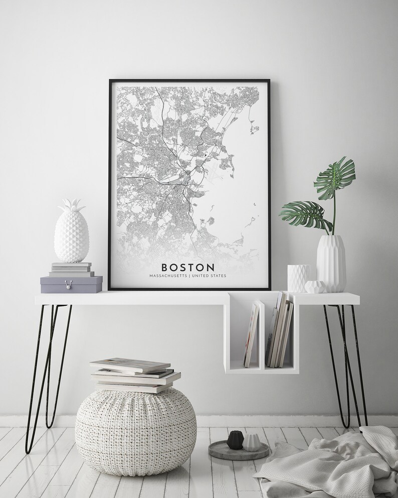 City Map Boston Map of Boston Map Poster Town Map Poster - Etsy UK