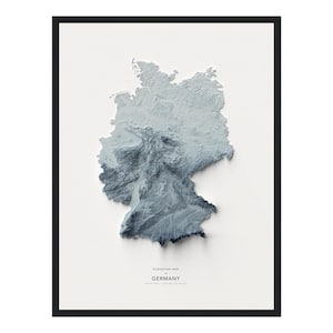Kaart van Duitsland, hoogtekaart afdrukken, kaartillustraties, Duitslandlandschap, geologiekunst, topografische kunst, terreinkaart, geologische kaart, kaartkunst