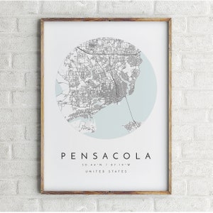 Pensacola Map, Pensacola, Florida, City Map, Home Town Map, Pensacola Print, wall art, Map Poster, Minimalist Map Art, mapologist, gift