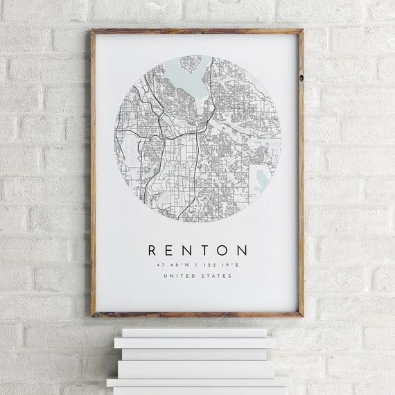 Renton Map Renton Washington City Map Home Town Map - Etsy