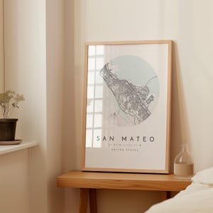 San Mateo Map Print: Modern Minimalist Wall Art (Fine Matte Paper) image 5