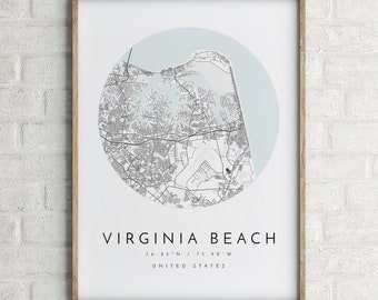 Virginia Beach City Map, Map of Virginia Beach, Home Town Map, City Map, Virginia Beach Print, wall art, Virginia Beach Virginia, Mapologist