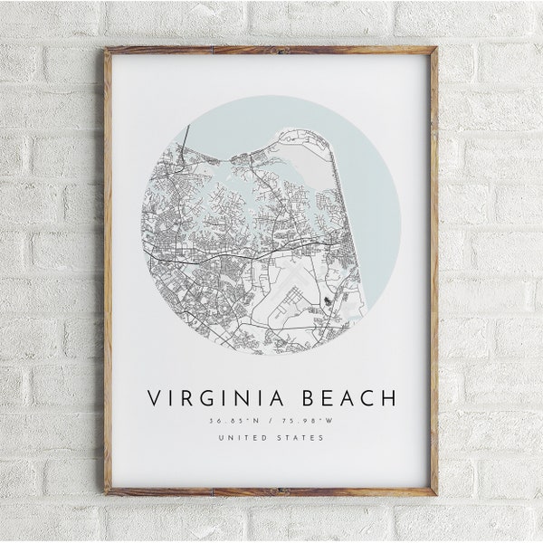 Virginia Beach City Map, Map of Virginia Beach, Home Town Map, City Map, Virginia Beach Print, wall art, Virginia Beach Virginia, Mapologist