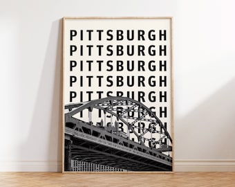 Drukuj miasto Pittsburgh, druk artystyczny Pittsburgh, sztuka typograficzna Pittsburgh, sztuka ścienna Pittsburgh, plakat Pittsburgh, zdjęcie Pittsburgh