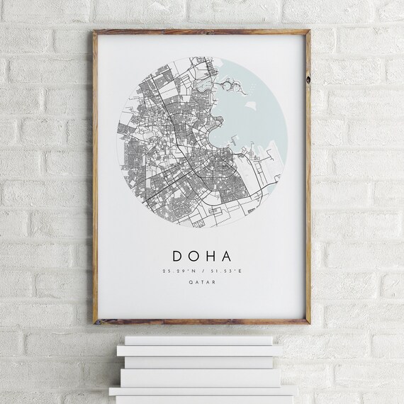Doha Map Doha Qatar City Map Home Town Map Doha Print | Etsy Hong Kong