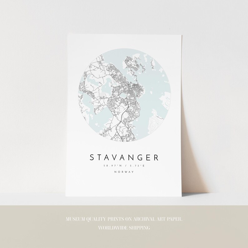 Stavanger Map Print: Scandinavian Minimalist Design (Matte Paper) image 3