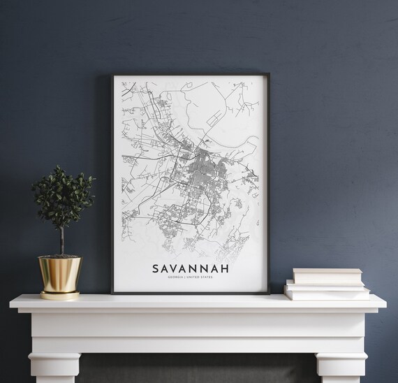 Savannah Map Savannah Georgia City Map Print Map Poster | Etsy