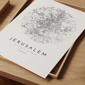 Minimalist Jerusalem Map Poster - Soft Blue, Grey Tones image 9