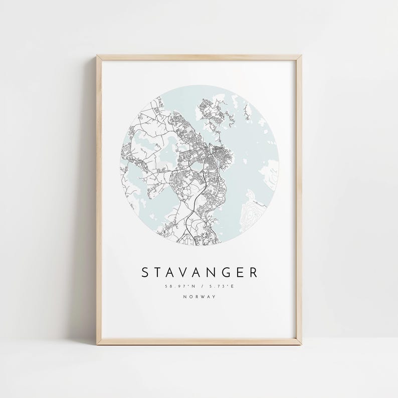 Stavanger Map Print: Scandinavian Minimalist Design (Matte Paper) image 10