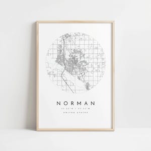 Norman Oklahoma Map Print: Minimalist City Wall Art in Blue image 10