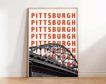 Drukuj miasto Pittsburgh, druk artystyczny Pittsburgh, sztuka typograficzna Pittsburgh, sztuka ścienna Pittsburgh, plakat Pittsburgh, zdjęcie Pittsburgh