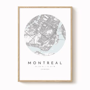 Montreal, Canada Map Print, Modern Minimalist Wall Art, Montreal Poster, Urban Map print