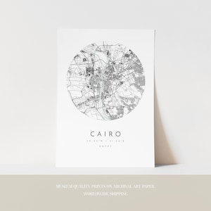 Cairo, Egypt Map Print, Modern Minimalist Wall Art, Cairo Poster, Urban Map print