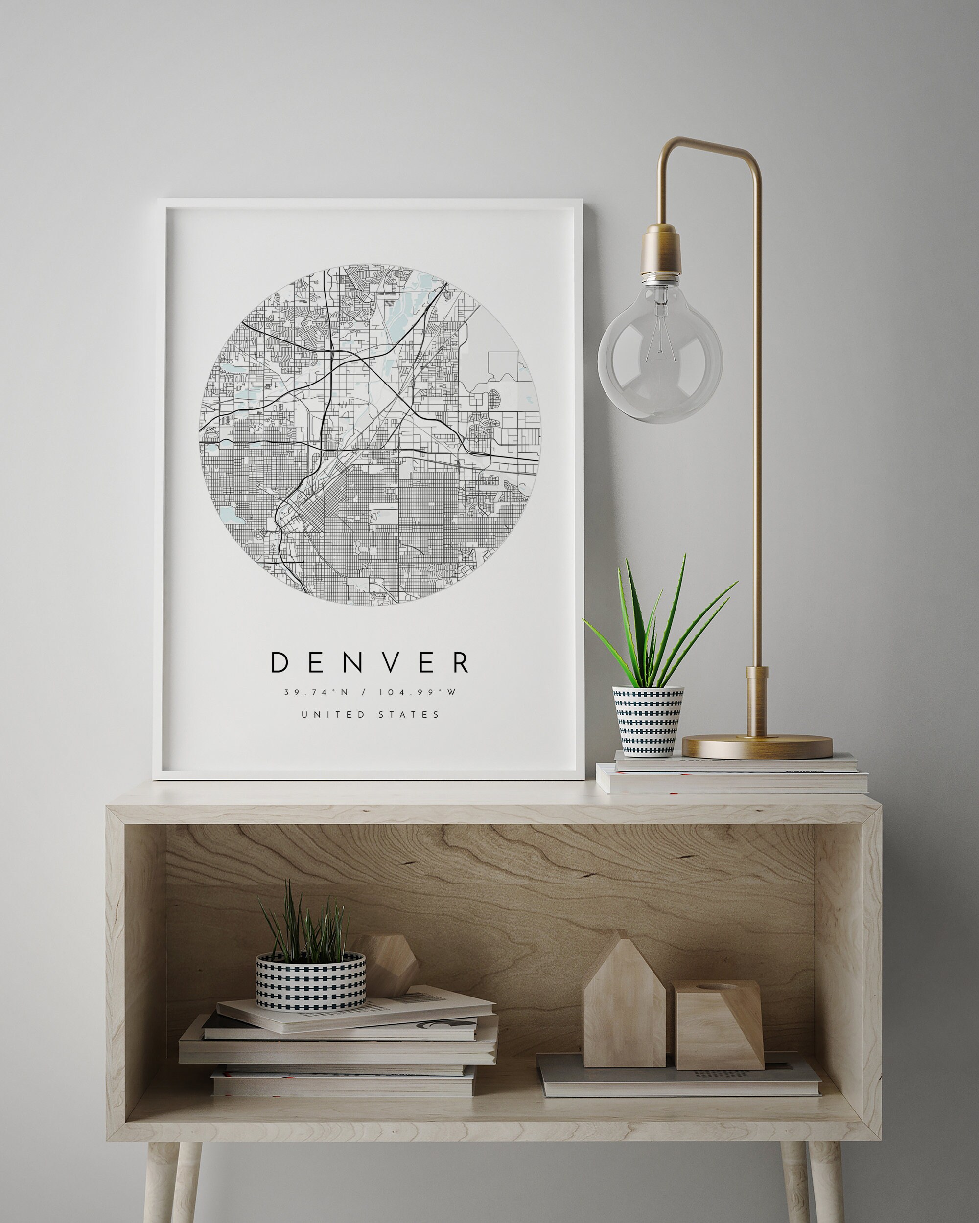 Denver Map Minimalist Map Denver Print Denver Poster Etsy