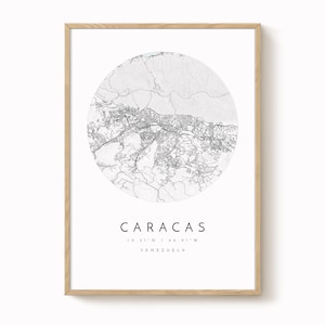 Caracas, Venezuela Map Print, Modern Minimalist Wall Art, Caracas Poster, Urban Map print
