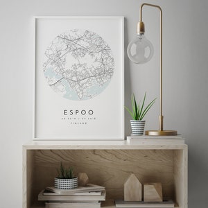 Espoo Map, Espoo, Finland, City Map, Home Town Map, Espoo Print, wall art, Map Poster, Minimalist Map Art, mapologist, gift image 2