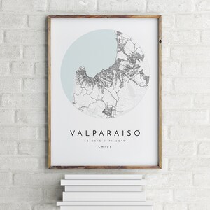 Carte de Valparaiso, Valparaiso, Chili, carte de la ville, carte de la ville natale, impression de Valparaiso, art mural, affiche de la carte, art de la carte minimaliste, mapologiste, cadeau
