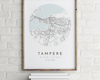Tampere Map, Tampere, Finland, City Map, Home Town Map, Tampere Print, wall art, Map Poster, Minimalist Map Art, mapologist, gift